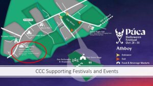 Map showing locations of CCC supporting festivals and events.