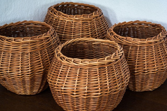 Three wicker baskets