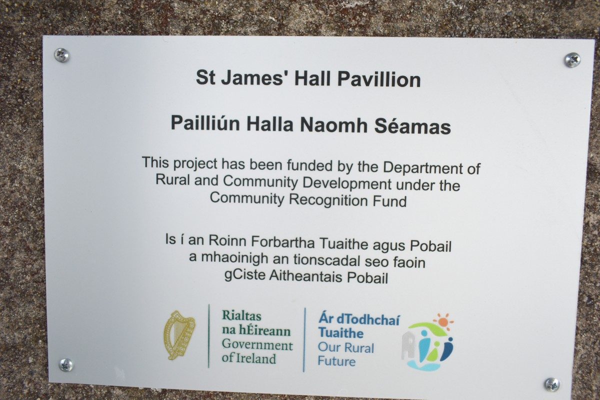 Sign reads: St James' Hall Pavillion