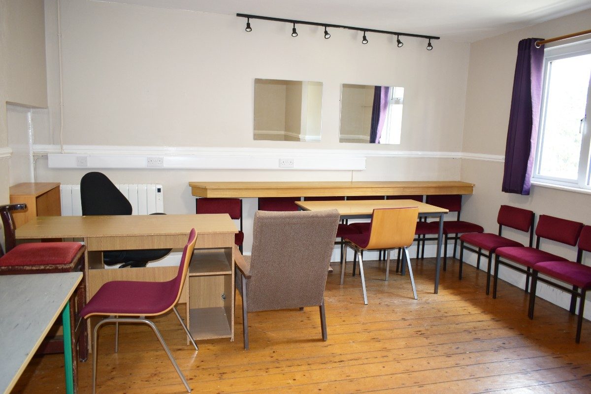 Backstage room at the St James' Hall