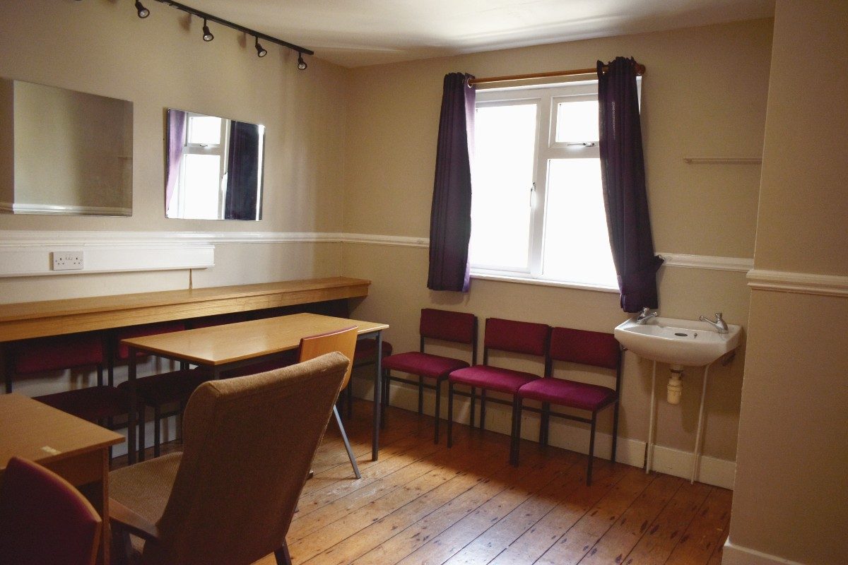 Backstage room at the St James' Hall