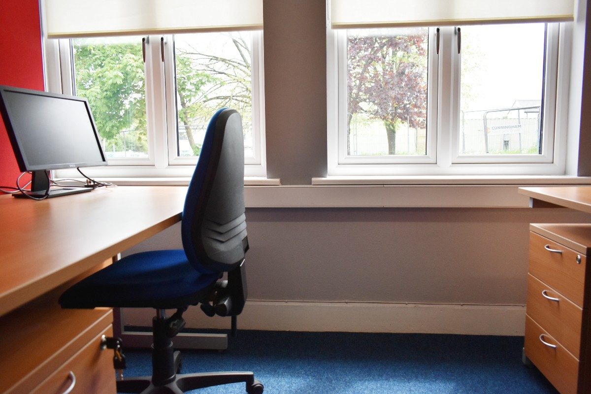 A hot desk in an office