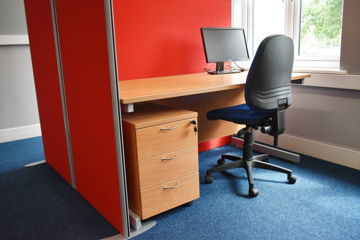 A hot desk in an office