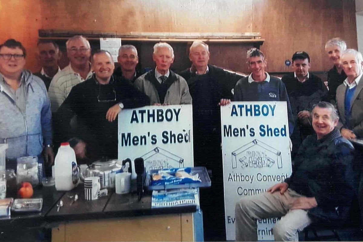 Members of the Athboy Men's Shed posing for a photo.