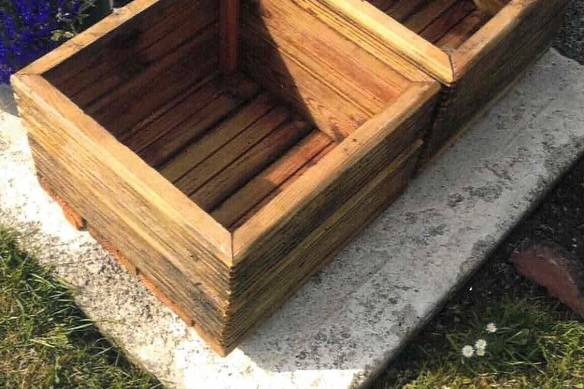 Flower boxes crafted by members of the Athboy Men's Shed.