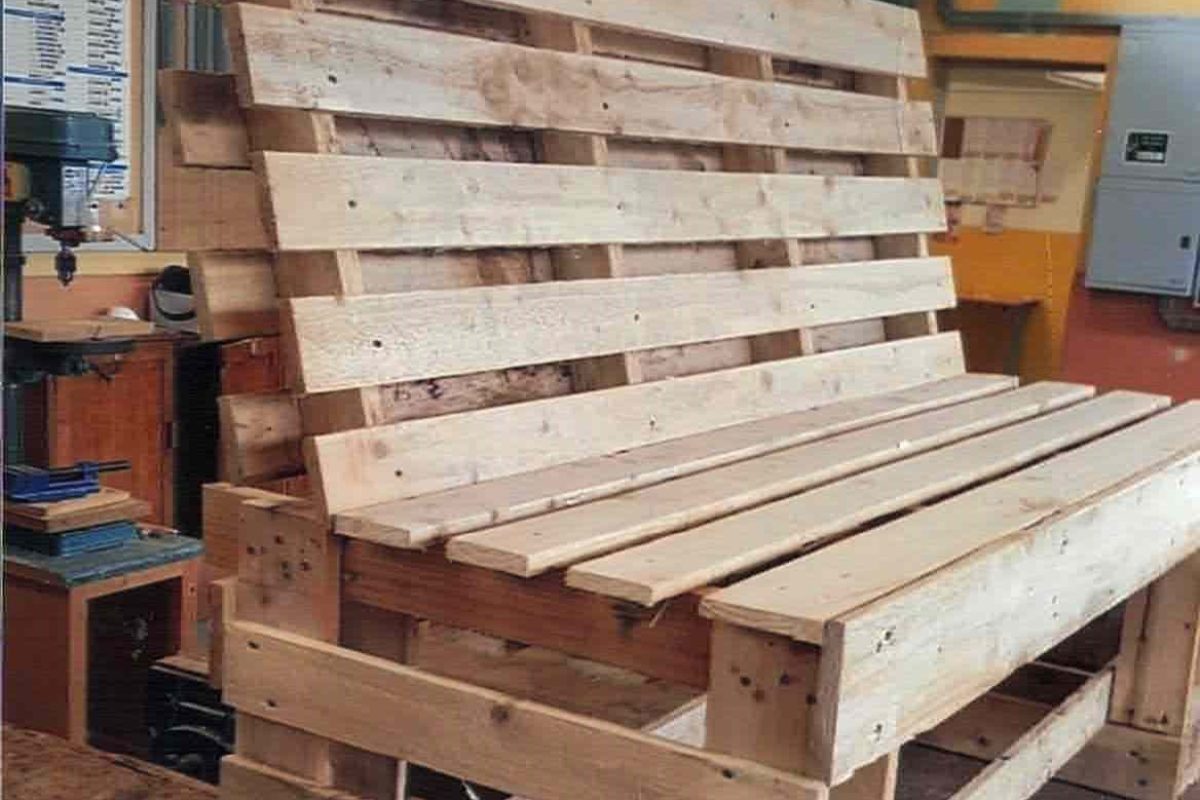 A wooden bench crafted by members of the Athboy Men's Shed.